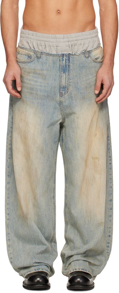 We11done We11done Blue Layered Jeans