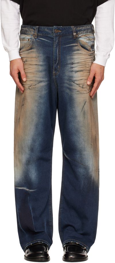 We11done We11done Blue Loose-Fit Dirty Jeans
