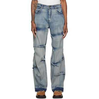 We11done We11done Blue Multi-Tuck Denim Jeans