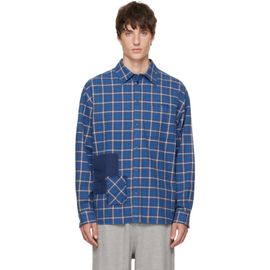 We11done We11done Blue Repaired Checked Shirt
