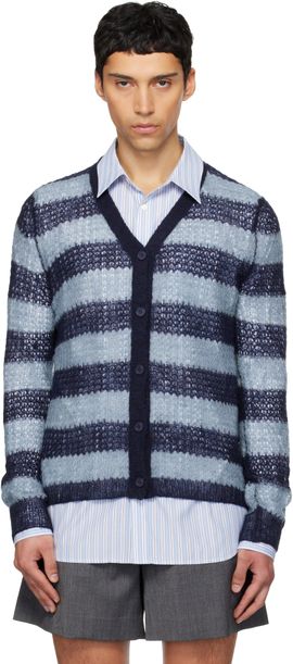 We11done We11done Blue Striped Cardigan
