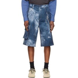We11done We11done Blue Trompe L'Oeil Cargo Shorts