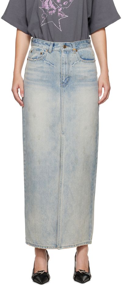 We11done We11done Blue Washed Denim Maxi Skirt