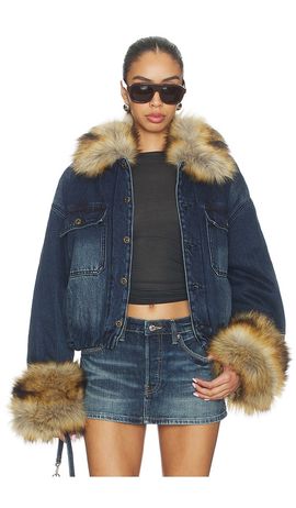WE11DONE WE11DONE Faux Fur Denim Jacket