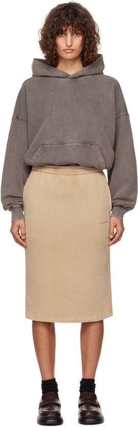 We11done We11done Gray & Brown Layered Hoodie Midi Dress