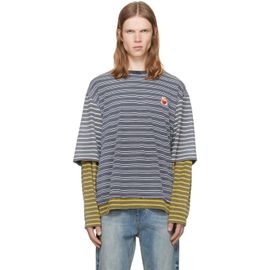 We11done We11done Gray Contrast Striped Layered T-Shirt