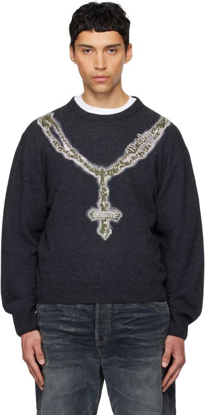 We11done We11done Gray Cross Necklace Sweater
