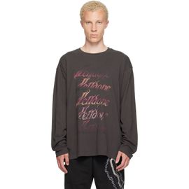We11done We11done Gray Gradient Logo Long-Sleeved T-shirt