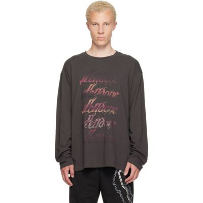 We11done We11done Gray Gradient Logo Long-Sleeved T-shirt