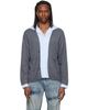 We11done We11done Gray Hooded Shirt-Layered Cardigan - 1