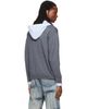 We11done We11done Gray Hooded Shirt-Layered Cardigan - 3
