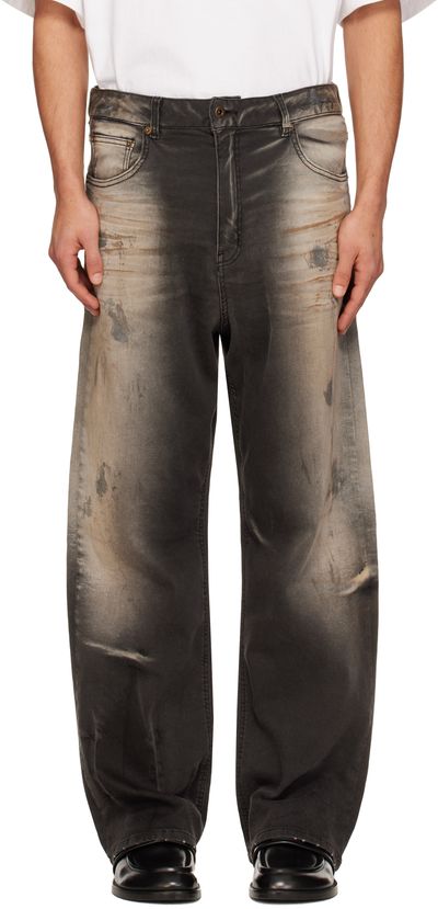 We11done We11done Gray Loose-Fit Dirty Jeans