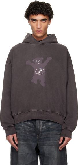 We11done We11done Gray Pigment New Teddy Logo Hoodie