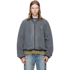 We11done We11done Gray String Fleece Zip-Up Jacket