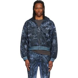 We11done We11done Gray Tattoo Printed Zip-Up Hoodie