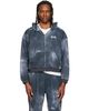 We11done We11done Gray Trompe L'oeil Denim Printed Zip-Up Hoodie - 1