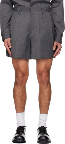 We11done We11done Gray Wool Tucked Shorts