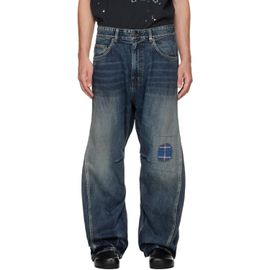 We11done We11done Navy Repair Curve Denim Jeans
