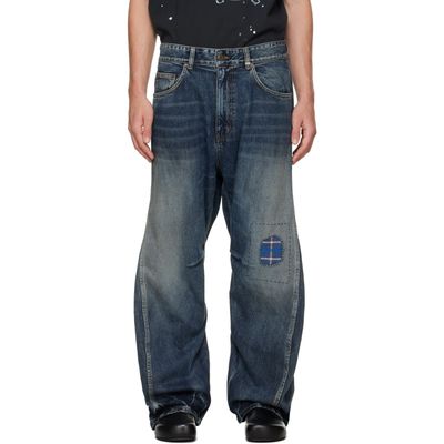 We11done We11done Navy Repair Curve Denim Jeans