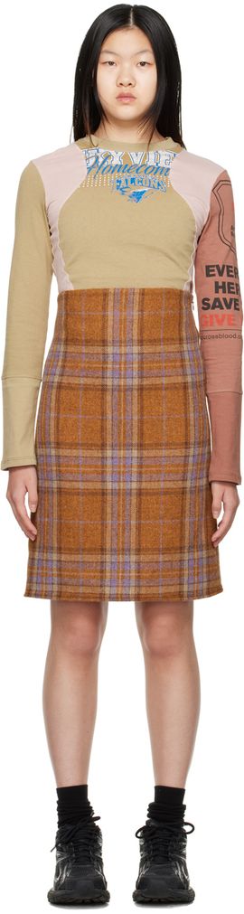 We11done We11done Orange Plaid Miniskirt