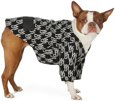 We11done We11done SSENSE Exclusive Black & White Jacquard WD1 Logo Cardigan