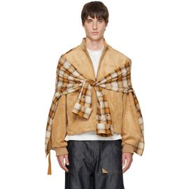We11done We11done Tan Faux-Suede Layered Harrington Jacket