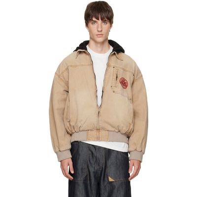 We11done We11done Tan Hooded Herringbone Jacket