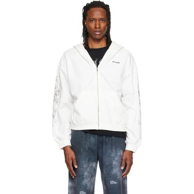 We11done We11done White Lace 'WE11DONE' Zip-Up Hoodie
