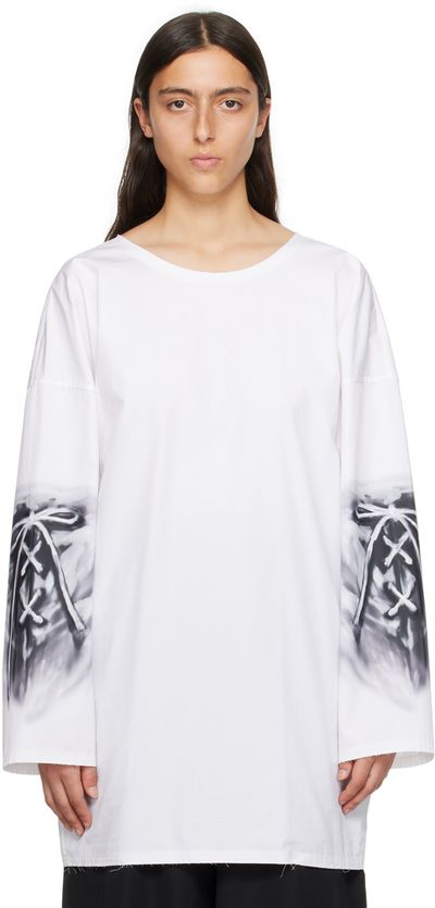 We11done We11done White Raw Edge Long Sleeve T-Shirt