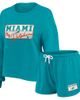 WEAR by Erin Andrews Women's WEAR by Erin Andrews Aqua Miami Dolphins Heavy Rugby Jersey Long Sleeve T-Shirt & Shorts Lounge Set  - 1