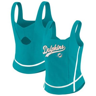 WEAR by Erin Andrews Women's WEAR by Erin Andrews Aqua Miami Dolphins Square Neck Tank Top 