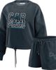 WEAR by Erin Andrews Women's WEAR by Erin Andrews Black Carolina Panthers Washed Fleece Long Sleeve T-Shirt & Shorts Lounge Set  - 1