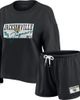 WEAR by Erin Andrews Women's WEAR by Erin Andrews Black Jacksonville Jaguars Heavy Rugby Jersey Long Sleeve T-Shirt & Shorts Lounge Set  - 1