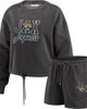 WEAR by Erin Andrews Women's WEAR by Erin Andrews Black Jacksonville Jaguars Washed Fleece Long Sleeve T-Shirt & Shorts Lounge Set  - 1