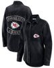 WEAR by Erin Andrews Women's WEAR by Erin Andrews Black Kansas City Chiefs Washed Oversized Denim Full-Snap Shacket  - 1