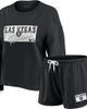 WEAR by Erin Andrews Women's WEAR by Erin Andrews Black Las Vegas Raiders Heavy Rugby Jersey Long Sleeve T-Shirt & Shorts Lounge Set  - 1