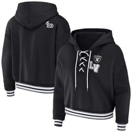 WEAR by Erin Andrews Women's WEAR by Erin Andrews Black Las Vegas Raiders Lace-Up Pullover Hoodie 