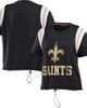 WEAR by Erin Andrews Women's WEAR by Erin Andrews Black New Orleans Saints Cinched Colorblock T-Shirt  - 1
