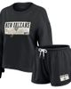 WEAR by Erin Andrews Women's WEAR by Erin Andrews Black New Orleans Saints Heavy Rugby Jersey Long Sleeve T-Shirt & Shorts Lounge Set  - 1