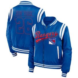 WEAR by Erin Andrews Women's WEAR by Erin Andrews Blue New York Rangers Baller Full-Zip Bomber Jacket 