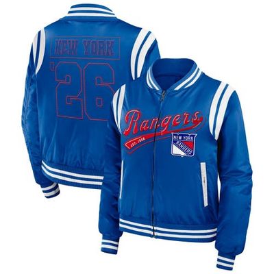 WEAR by Erin Andrews Women's WEAR by Erin Andrews Blue New York Rangers Baller Full-Zip Bomber Jacket 