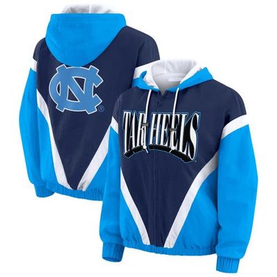 WEAR by Erin Andrews Women's WEAR by Erin Andrews Blue/Navy North Carolina Tar Heels Colorblock Full-Zip Hoodie Windbreaker Jacket 