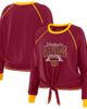 WEAR by Erin Andrews Women's WEAR by Erin Andrews Burgundy/Gold Washington Commanders Tie-Front Long Sleeve Top  - 1