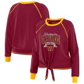 WEAR by Erin Andrews Women's WEAR by Erin Andrews Burgundy/Gold Washington Commanders Tie-Front Long Sleeve Top 