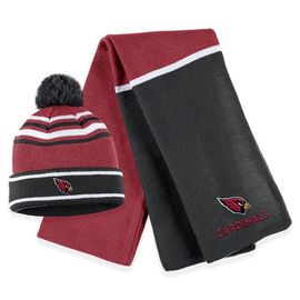 WEAR by Erin Andrews Women's WEAR by Erin Andrews Cardinal Arizona Cardinals Colorblock Cuffed Knit Hat with Pom and Scarf Set 