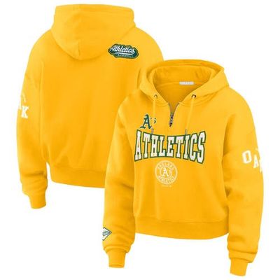WEAR by Erin Andrews Women's WEAR by Erin Andrews Gold Oakland Athletics Patch Quarter-Zip Hoodie 