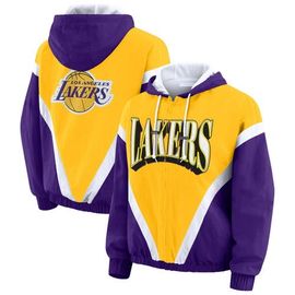 WEAR by Erin Andrews Women's WEAR by Erin Andrews Gold/Purple Los Angeles Lakers Color-Block Full-Zip Windbreaker 