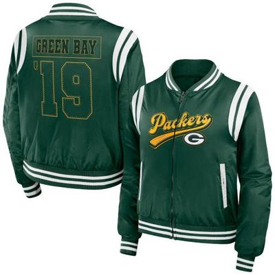 WEAR by Erin Andrews Women's WEAR by Erin Andrews Green Green Bay Packers Bomber Full-Zip Jacket 