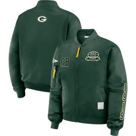 WEAR by Erin Andrews Women's WEAR by Erin Andrews Green Green Bay Packers Patch Full-Zip Bomber Jacket 