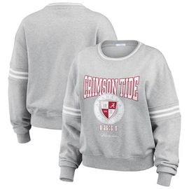 WEAR by Erin Andrews Women's WEAR by Erin Andrews Heather Gray Alabama Crimson Tide Classic Stripe Pullover Sweater 